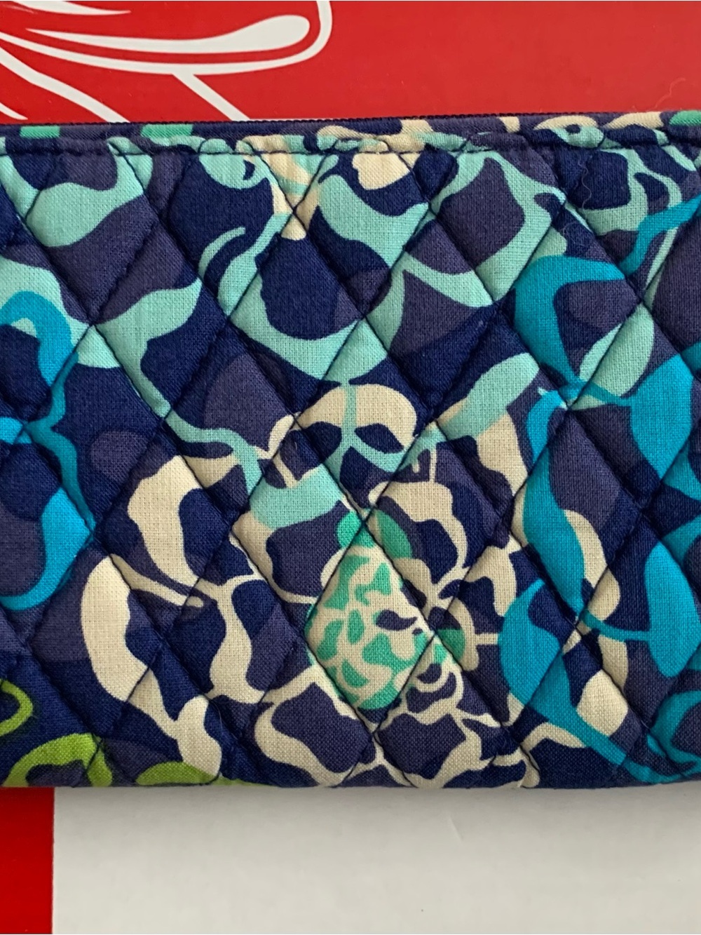 Vera Bradley Quilted Floral Wallet in Navy, Teal, Cream